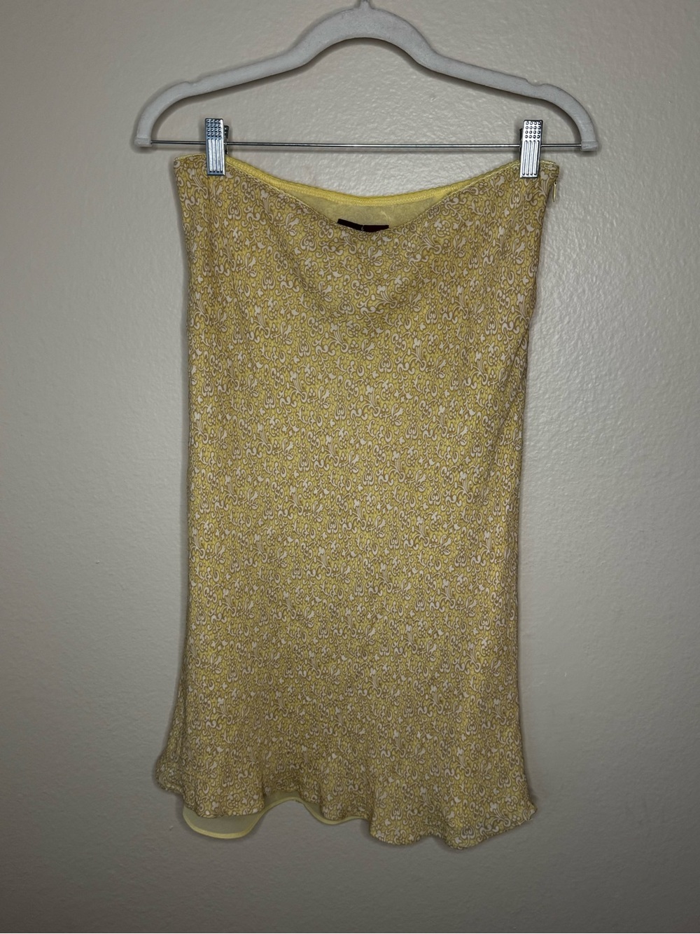 Merona Yellow Floral A-Line Silk Slip Skirt with Subtle Print